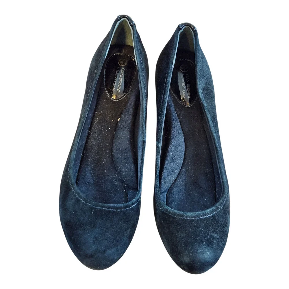 Giani‎ Bernini GB Jileen black leather suede sz 5m wedge heel slide on